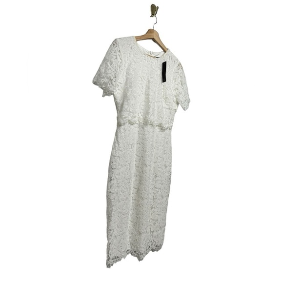 NWT LULU’S Devotion White Lace Short Sleeve Midi Dress M - Picture 8 of 12